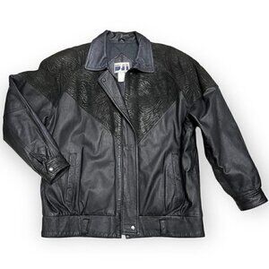 Vintage 90s DJI Genuine Leather Designer Retro Glam Jacket - Womens Large
